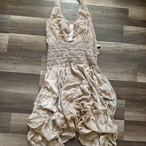 Elegant Beige Backless Dress